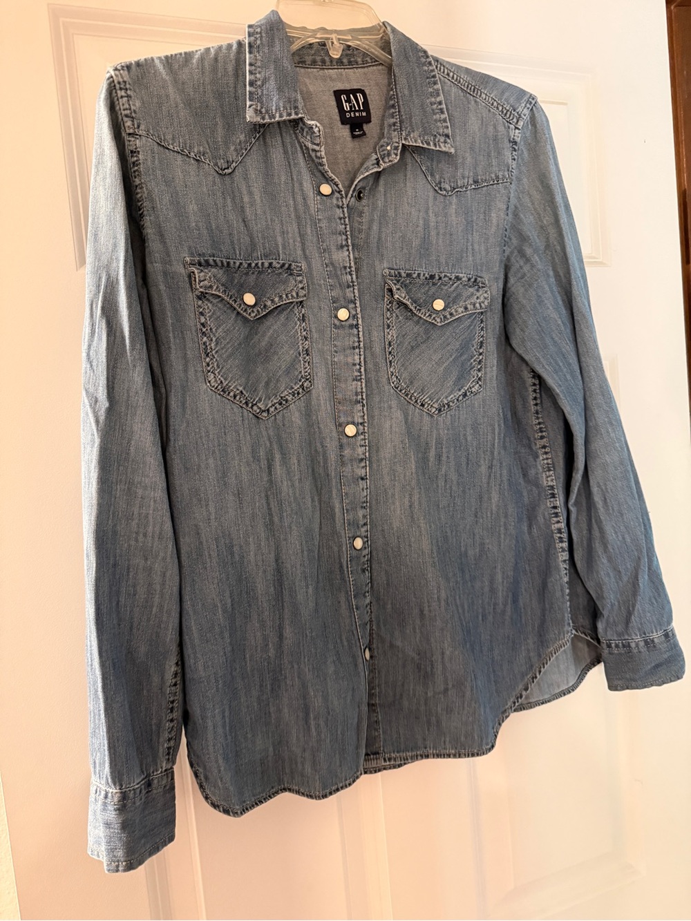 GAP Light Blue Denim Button-Front Western Shirt